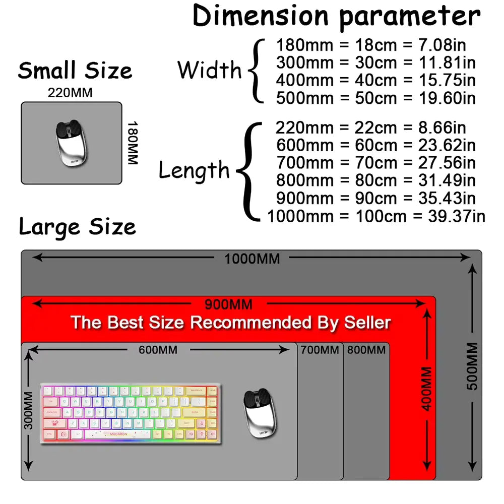 Comparison showing the large 90x40cm size of Asuka Langley Evangelion XXL gaming mouse pad