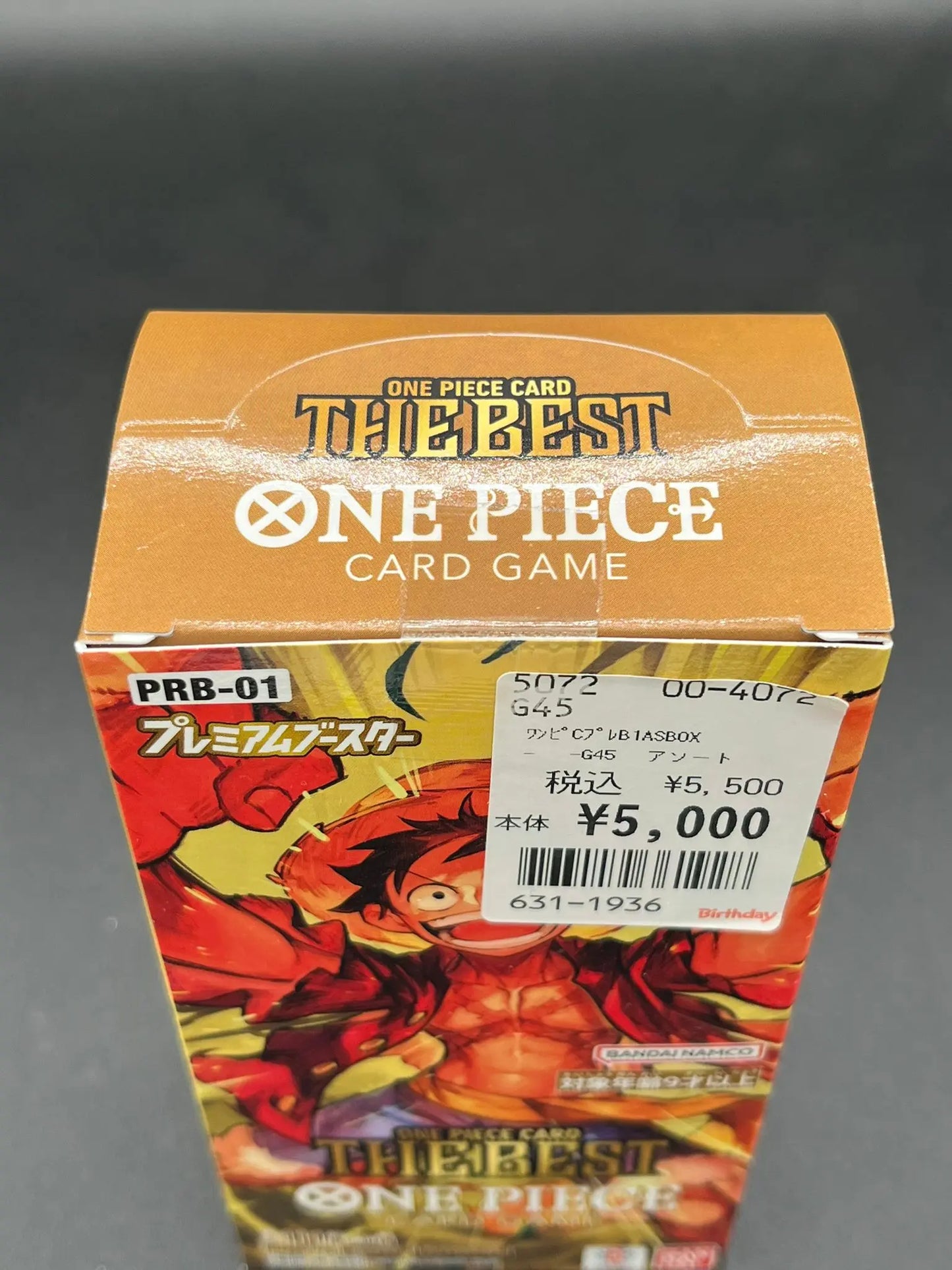 Top view of One Piece Card Game Display The Best, Japanese version