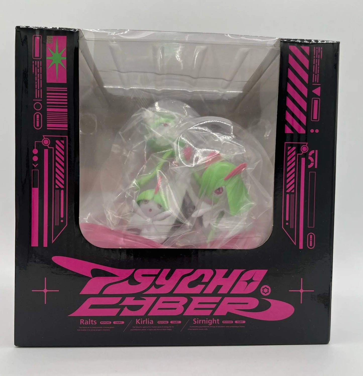 Front view of sealed box for Ralts, Kirlia and Gardevoir official Pokémon Center light-up figure
