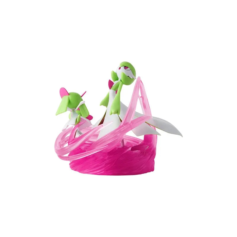 Left side view of Ralts, Kirlia and Gardevoir Pokémon Center light-up figure