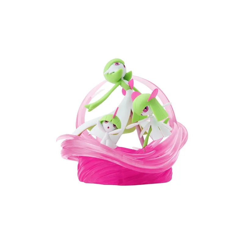 Right side view of Ralts, Kirlia and Gardevoir official Pokémon Center light-up figure
