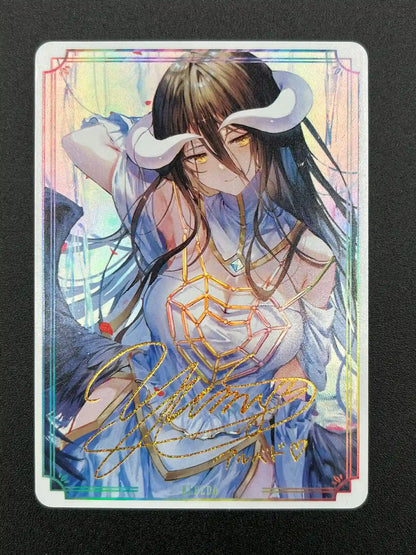 Detailed view highlighting foil and texture on Albedo Overlord Flash Gold Signature Rare card