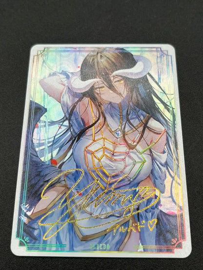 Close-up of Albedo Overlord Waifu Card showing signature and holographic effects