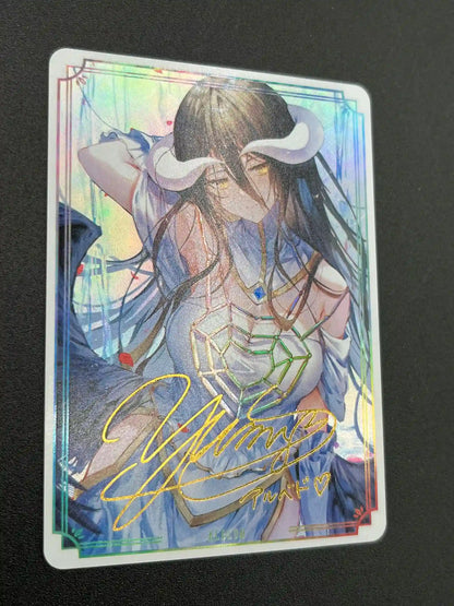 Additional close-up of Albedo Overlord Flash Gold Signature Rare card highlighting artwork and foil