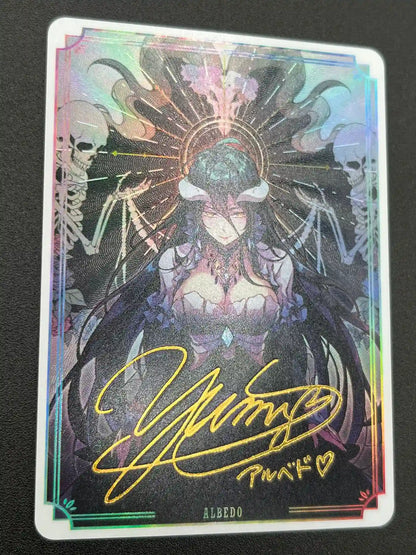 Additional close-up highlighting artwork and gold foil signature of Albedo Overlord Waifu Collector Card
