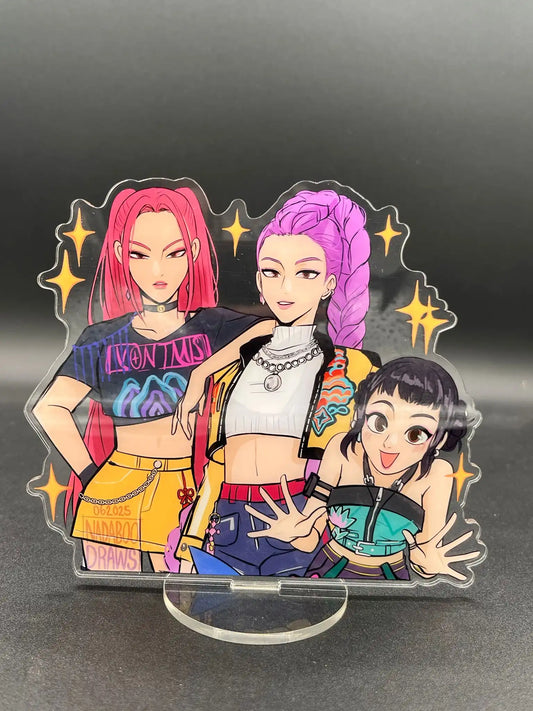 Front view of Huntr/X Huntrix Kpop Demon Hunter Girl Support Acrylic Figure Version 2 without packaging