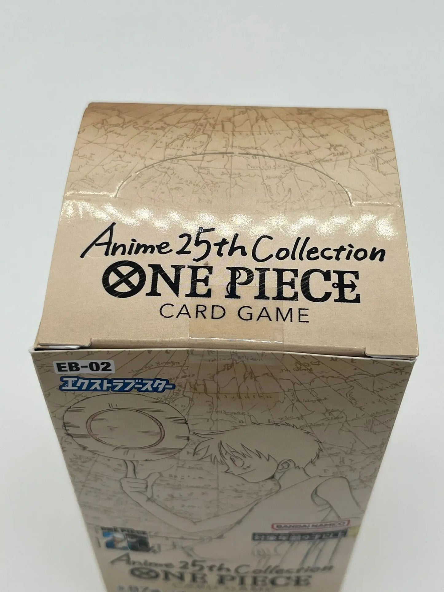 Vue du dessus de la boîte scellée One Piece Card Game Display EB-02 25th Collection – Version japonaise