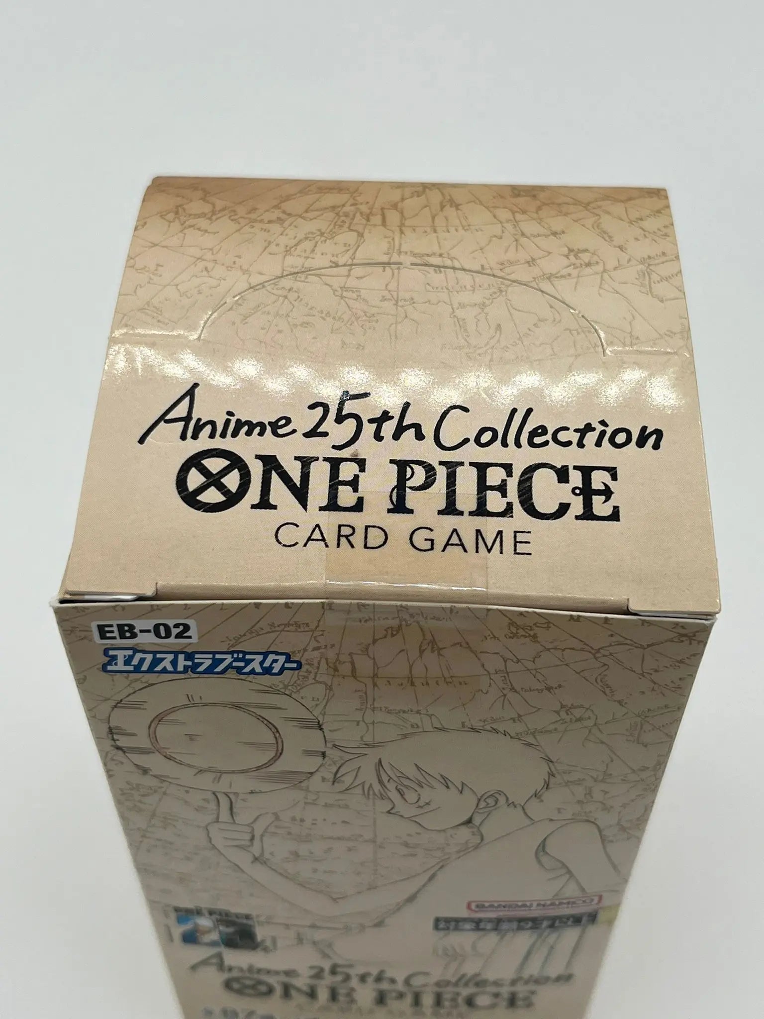 Vue du dessus de la boîte scellée One Piece Card Game Display EB-02 25th Collection – Version japonaise