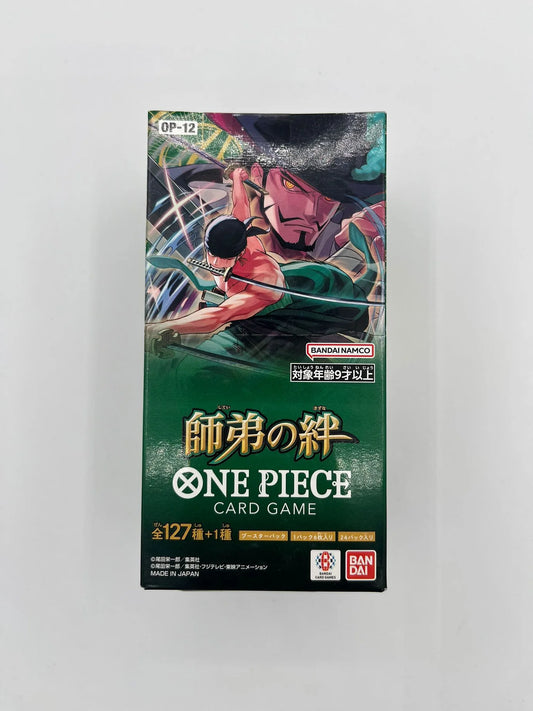 Vue de face de la boîte scellée One Piece Card Game Display OP-12 – Version japonaise