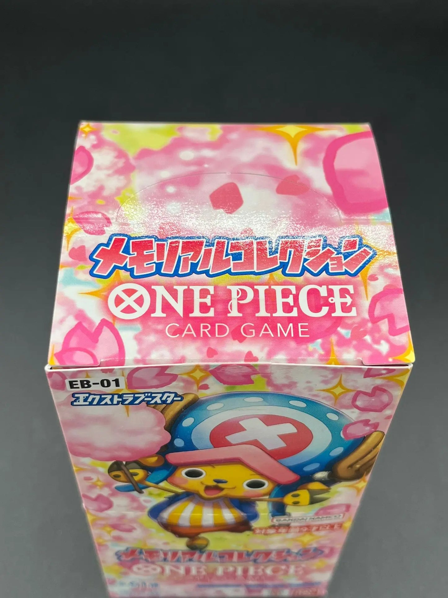 Top view of sealed One Piece Card Game Display EB-01, Japanese version