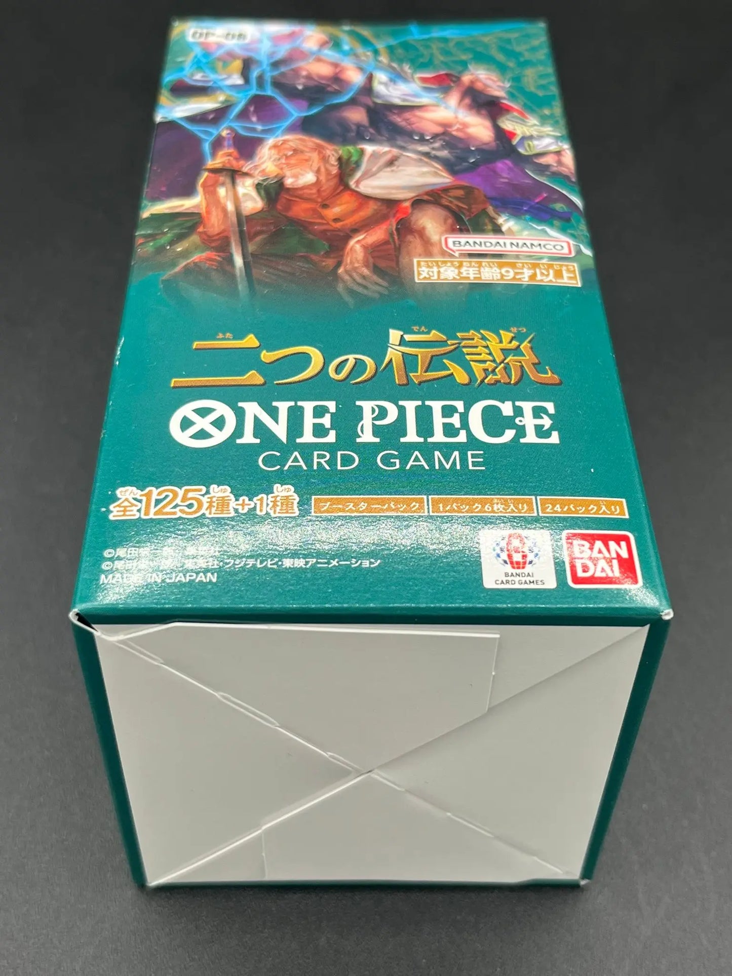 Bottom view of sealed One Piece Card Game Display OP-08, Japanese version