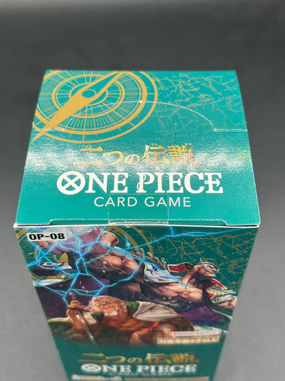 Top view of sealed One Piece Card Game Display OP-08, Japanese version
