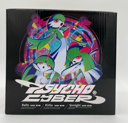 Left side of sealed Pokémon Center box containing Ralts, Kirlia and Gardevoir light-up figure
