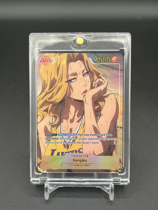 Vue de face de la carte personnalisée Rangiku Matsumoto – Bleach Waifu Anime Lakers Basketball Edition