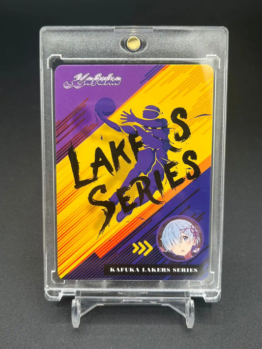 Vue arrière de la carte personnalisée Rem – Re:Zero Waifu Anime Lakers Basketball Edition