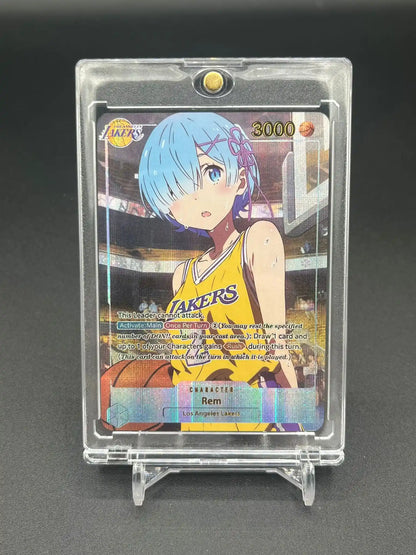 Vue de face de la carte personnalisée Rem – Re:Zero Waifu Anime Lakers Basketball Edition