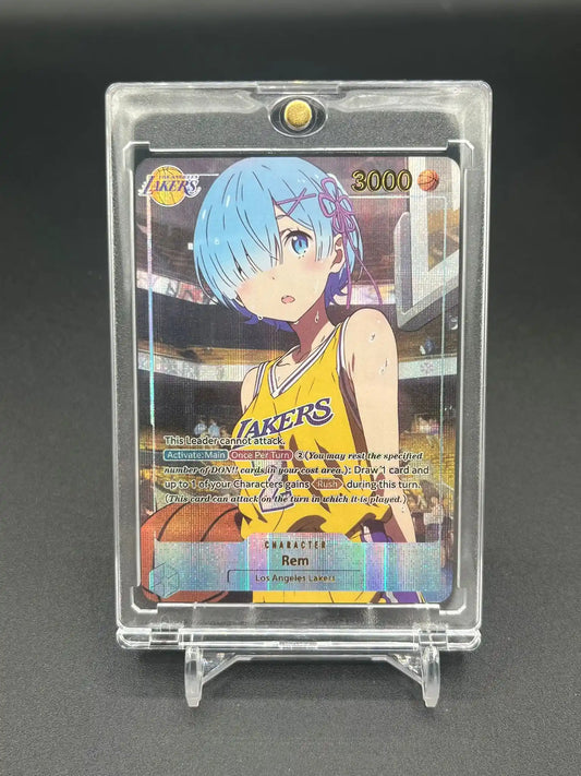 Vue de face de la carte personnalisée Rem – Re:Zero Waifu Anime Lakers Basketball Edition