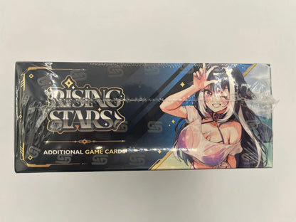 Vue du côté gauche de la boîte VCARD Rising Stars 1st Edition – Cartes à collectionner Vtuber
