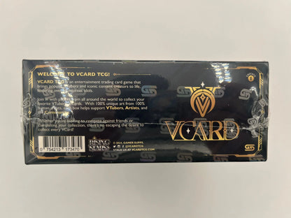 Vue du dessus de la boîte VCARD Rising Stars 1st Edition – Cartes à collectionner Vtuber